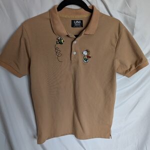 Peanuts x UNI Simple Man Snoopy Flying Ace Embroidered Polo Shirt Tan Men's L